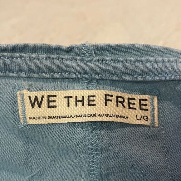 We The Free- Oversized Blue Mini Dress Tunic Top Ruffle Hem- Size L - Picture 3 of 7